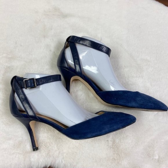Marc Fisher "MFHIEN" Blue Suede Stiletto Ankle Strap Heels,‎ size 9 - Picture 4 of 11